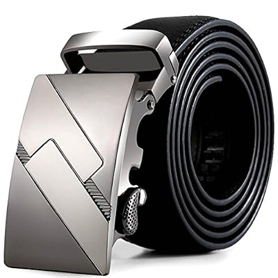 Voberry® Voberry Ceinture pour Homme en Cuir Véritable avec Boucle Automatique 3,5cm Largeur | Longueur 125cm presque (B)