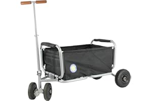 ‎BEACHTREKKER Beachtrekker Life Faltbarer Bollerwagen + Feststellbremse, klappbarer Handwagen mit Luftreifen (Schwarz)
