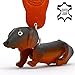 Produktbild Monkimau 8018 Dackel Hund-e Leder Schlüssel-anhänger Deko-Figur 3D Charm-s 5cm Spielzeug Geschenk-e Wackel-Dackel Deko-Ration