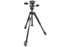 Manfrotto MK190X3-3W Aluminium-Stativ Kit mit 3-Wege Fluid-Kopf – 3-teiliges Profi-Stativ für DSLR & spiegellose Kameras, Schwarz/Anthrazit
