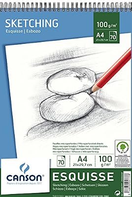 Canson 200005777 Album Esquisse 70 feuilles Papier à dessin 100g 21 x 29,7 cm - A4 Blanc