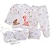 WANGSAURA Baby Infant 5pcs Cotton Clothing Set (Cap+Bib+Pajamas Suit+Pants)Newborn Caring Gift 0-3 Months (Pink)