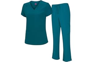 Natural Uniforms Women's Cool Stretch V-Neck Top and Cargo Pant Set