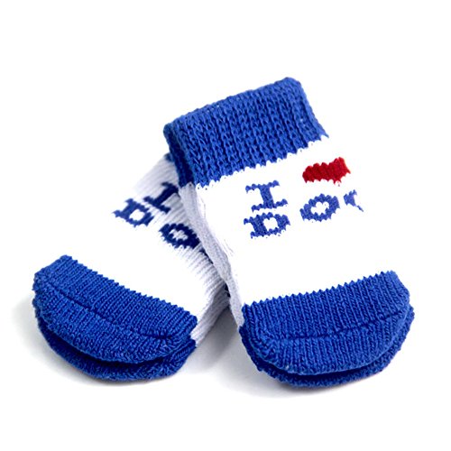 Hund Socke, rutschfeste tragen Fuß blau Haustier Hund Baumwolle Schuhe Anti-Dirty Sock Herbst Winter warme Socken 8 Stück Fuß Socken Set 4 Größe ( Color : Blue , Size : S )
