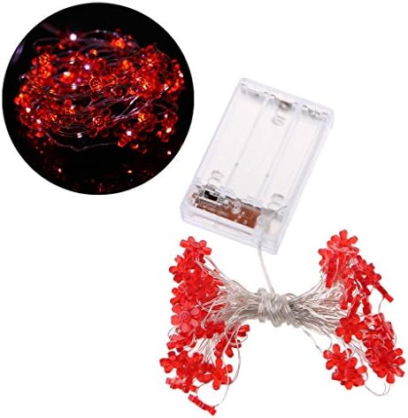 Haorw 5m 50 LED Waterproof Loving Heart Copper Wire Fairy String Lights Battery Operated Xmas Wedding Decor (White)