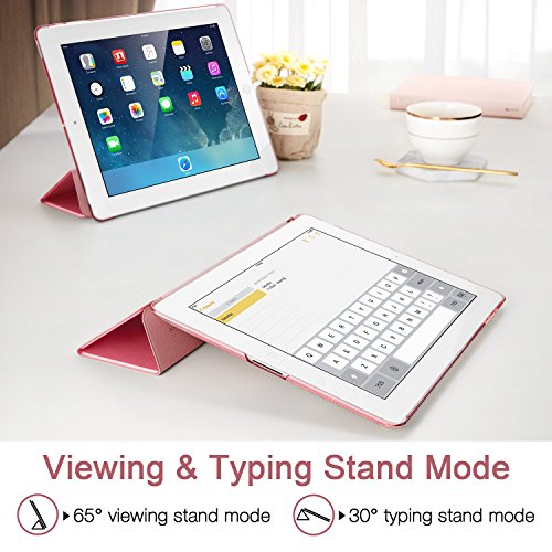 iPad 2 / 3/ 4 Hülle, ESR® Yippee Series Auto Aufwachen/Schlaf Funktion Wickelfalz PU Ledertasche mit Durchschaubar Rückseite Schutzhülle für iPad 2 3 4 (Rosa) - 8