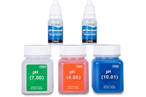 YINMIK pH Messgerät Kalibrierung Slösungs Kit (4.00, 7.00 und 10.01) mit pH Schutzlösungs Set, 3 Flaschen 50 ml pH Kalibrierung Spufferlösung und 2 Flaschen 10 ml KCL pH Sondenlösung für pH Messgerät