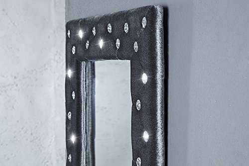 Großer Wandspiegel BOUTIQUE 80×60 silbergrau edler Samtstoff mit Strassknöpfen Spiegel Barockspiegel Barockstil - 7