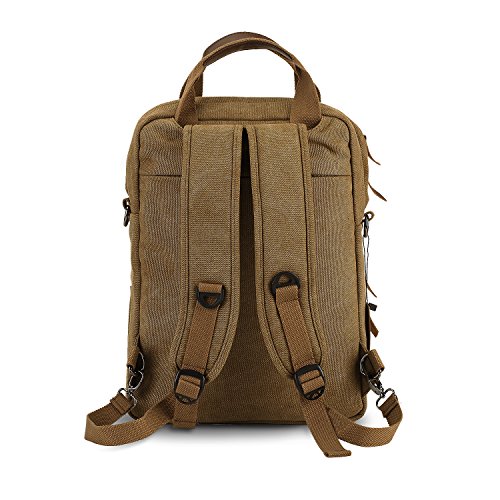 HongyuTing Vintage Canvas Laptop (14 Zoll) Rucksack Business Aktenkoffer College School Rucksack / Umhängetasche - 3