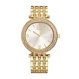 SHENGKE Damen Analog Quarzwerk Uhr mit Edelstahlarmband K0011L Gold