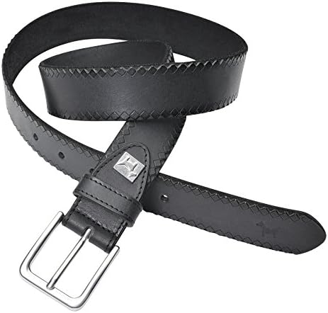 TYRON -Studded leather belt for men. 3523 (95, BLACK)