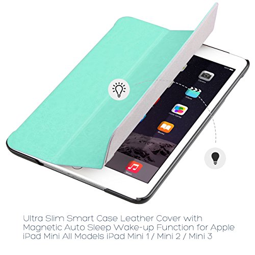 Inateck iPad Mini Hülle – Ultra Slim Smart Case Lederhülle mit magnetischer Auto Sleep Wake-up Funktion für Apple iPad Mini alle Module iPad Mini 1/2/3, Grün - 3