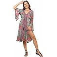 KE Kanha Exports Women Dress | Beach wear Dress for Women| Latest Stylish | Dresses for Woman | Summer Outfit | Unique Border Design Tassel Stretchable with Adjustable Drawstring fit and Flare