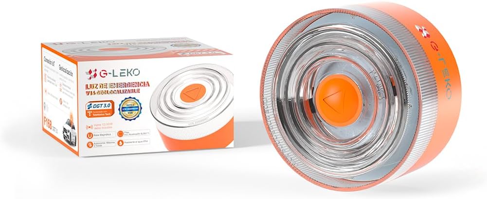 WEIDA Baliza V16 - Luz De Emergencia Geolocalizable | Modelo F168 | Baliza para Coche Homologada DGT | Base Magnética, Pilas Alcalinas 9V, Autonomía Máx 2 Horas | Resistencia al Agua IP54 (PACK 1)