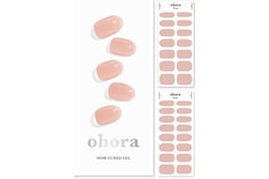 ohora Semi Cured Gel Nail Strips (N Bare Apricot) - Works with Any Nail Lamps, Salon-Quality, Long Lasting, Easy to Apply & Remove - Includes 2 Prep Pads, Nail File & Wooden Stick