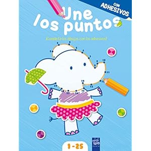 Une los puntos con adhesivos. Azul: Del 1 al 25