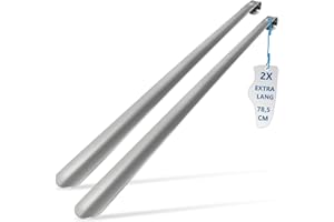 STIMO XXL Schuhlöffel 2er SET 78,5 cm Schuhanzieher extra lang und stabil aus Edelstahl Metall