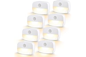 ‎AMMTOO LED Nachtlicht mit Bewegungsmelder, 8 Stück Kleines, Kinder, Treppenbeleuchtung mit innen Batterie, Auto EIN/AUS Sensor Licht Für Flur, Bad, Schlafzimmer,Toilettenlicht