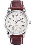 Agent X Herren Armbanduhr Analog Quarzuhr Datum Anzeige Leder Band Dress Uhr AGX133