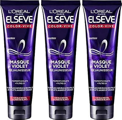 L'Oréal Paris Elsève Color-Vive Masque Violet Déjaunisseur 150 ml - Lot de 3