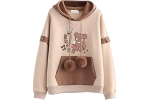 L SERVER Sweats à Capuche Fille Confortable Elégant Sportswear Enfant Mignon Imprimé Cartoon Sweatshirt Printemps et Automne Décontracté Pull