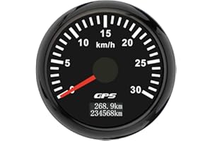 ELING Compteur de vitesse GPS 52 mm 0-30 km/h avec rétroéclairage 7 couleurs pour tracteurs ATV UTV (noir + noir, 0-30 km/h)