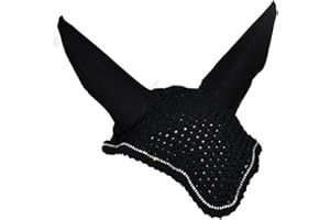 Rhinegold Capuchon Anti-Mouches en Strass - Silencieux - Entièrement Noir