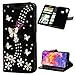 Price comparison product image MOTIKO Huawei P20 Lite Case - 3D Bling Leather Wallet Flip Case Magnetic Cover Glitter Crystal Diamonds Flowers Sparkly Butterfly Gems Card Slots Stand Case for Huawei P20 Lite - Black