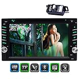 2 din 6,2 pulgadas reproductor de HD radio de coche con pantalla táctil capacitiva, soporte de conexión inalámbrica Bluetooth y manos libres función llamada telefónica, control del volante de ajuste listo y EQ .included un control remoto inalámbrico.