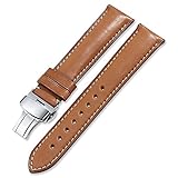 dioklen – Hohe Qualität Armband 18 mm 19 mm 20 mm 21 mm 22 mm Uhrenarmband Band mit Faltschließe für Omega Tissot Seiko Casio [braun mit hellbraunem 20 mm]
