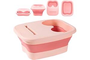 VIKINGTREAT Collapsible Foot Spa Bath – Portable Pedicure Bowl & Soaking Basin for Feet – Manual Foot Bath Bucket for Foot Care, Relaxing Feet Soak, and at-Home Spa Treatments – Pink