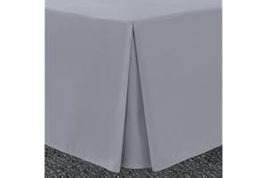 BRONWEN MATHEWS Bronwen Mathew Grey Box Pleated Base Valance Double Bed Skirt Valance Sheets, Microfibre Soft Brushed Easy Care Non Iron (Double, Grey)
