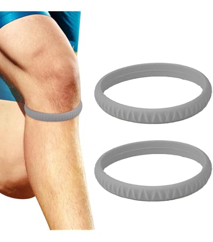 Kinretixia 4 Fasce Per Tendine Rotuleo In Silicone - Antiscivolo Per Sport (Basket, Corsa) - Colore Pelle E Grigio - Taglia Unica Universale - 3