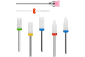CGBE Punte Fresa Unghie Ceramica, 7 Pezzi 3/32 Pollici Punta Fresa Unghie Rimozione Gel, Acrilico, Cuticola, Strumenti per Manicure e Pedicure