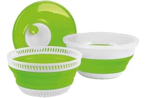 Camp4 Foldable Salad Spinner Lime White Also Strainer & Bowl with Lid