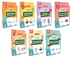 Flash Card for Kids Early Learning Flash Toy ( Set of 7 ) Flashcards Easy & Fun Way of Learning 1 Year to 6 Years Kids | Birthday Gift | Card Game | Best Birthday Gift for Boy and Girl