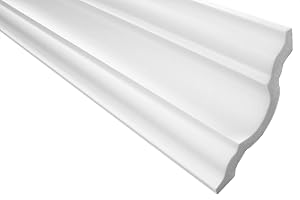 MARBET DESIGN Moulure en Stuc Professionnel Dur Blanc Lisse Marbet 96x96mm E-16 - blanc, 20 Meter / 10 Faire
