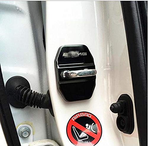 Juego de 4 fundas protectoras de acero inoxidable para cerraduras de puertas de coche, para Mercedes Benz (negro)