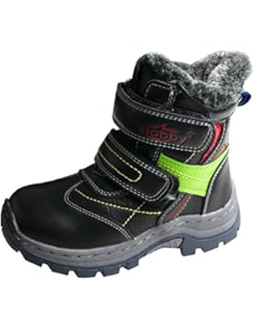 gibra Stiefel Winterstiefel für Kinder, Art. 1927, Warm Gefüttert, mit Klettverschluss und Reißverschluss, Schwarz...