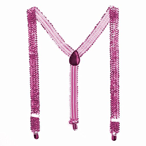 Preisvergleich Produktbild Bunte Pailletten Y- Hosenträger Glitzer Bundhalter (Pink)