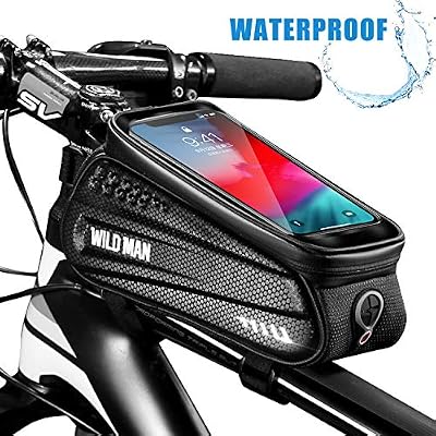 Faireach Sacoche Vélo Téléphone Étanche, Support Téléphone Vélo Cadre avec Ecran Tactile Sensible Bicyclette Guidon Pochette Vélo Guidon du VTT Moto Grande Capacité 1L pour Smartphone sous 6,5 Pouces