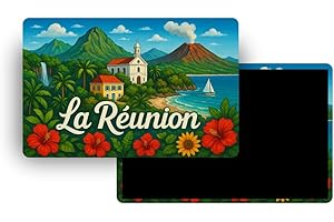 FITYO Magnets Régions & Départements Souvenirs Touristiques France – Carte Postale Aimantée Ultra Colorée 130 Modèles - Souvenirs aimantés de Voyage à Collectionner (974 – La Réunion)