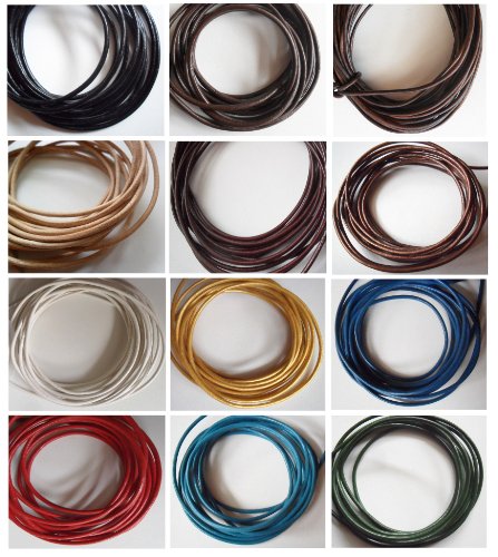 AURORIS - 10m Lederband rund Ø 2 mm - Farbe wählbar - Variante: schwarz