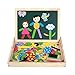 Produktbild SADA72 magnetisches Zeichenbrettspiel doppelseitige Tafel, Holzpuzzle für Mädchen Jungen Kinder Kleinkind 3 4 5 Jahre, Wie abgebildet, 77pack