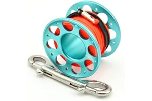ICDKOYK Tenere Le Bobine di Spool di Immersione con Bobine Portatile in Poliestere in Poliestere di Poliestere pietrezzano Accessori per la Pesca Accessori subacquei con Gancio Doppio fine, Blu, 15m