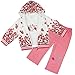 iiniim 3pcs Baby Girls Peony Coat + Long Sleeve T-shirt+ Pants Clothes Outfit Set Watermelon Red 18-24 Months