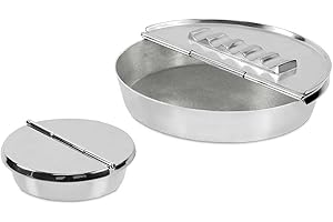 EDZARD Cendrier pliant Ashburn, argenté, convient à l'extérieur, cendrier avec couvercle ø 16 cm