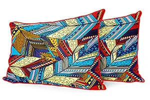 DreamVio Jute Fabric Printed Decorative Pillow/Throw/Cushion Covers for Living Room, Bed Room, Sofa,Chairs,Pillow Cases, Pillow Covers Set of 2, Size 12x18 Inches Style253