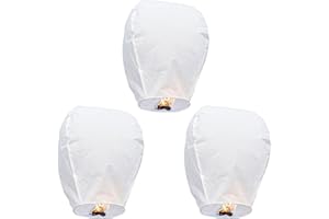 XZSKD 3 Pcs Lanterns, Sky Lanterns, Lanterns for Outside, Lanterns to Release in Memory, Chinese Lanterns, Wishing Lanterns, for Christmas, New Years Eve, Chinese New Year, Weddings & Parties, White
