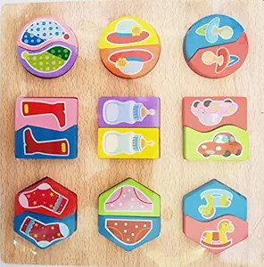 Little Hamlet Wooden Geometry Matching Puzzles Stacking Building Blocks Early Educational Toys